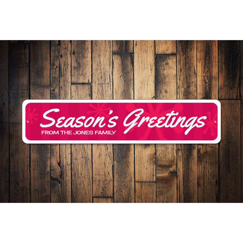 Plaque en aluminium Season's Greetings, H 6 po x l 24 po x P 0,06 po