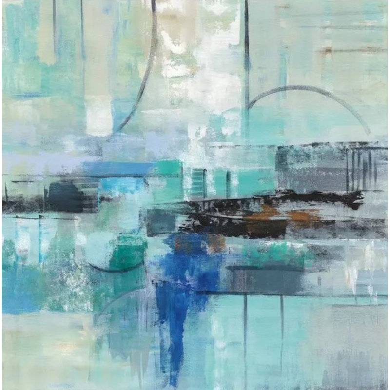 Papier peint amovible aquarelle abstrait bleu, L 48,96 po x l 75 po