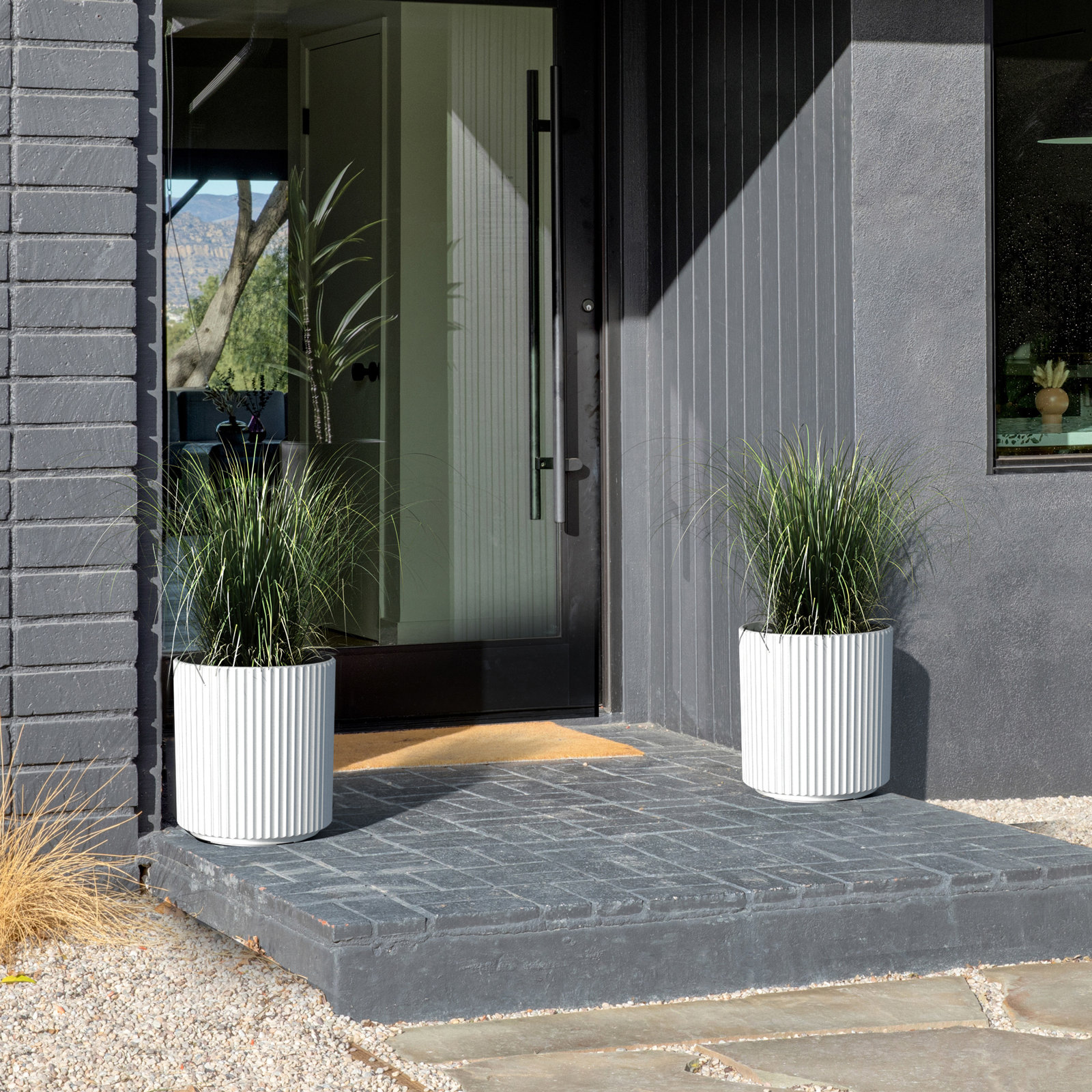 Demi Series Round Planter, 2, White, 16" H x 14.75" W x 14.75" D