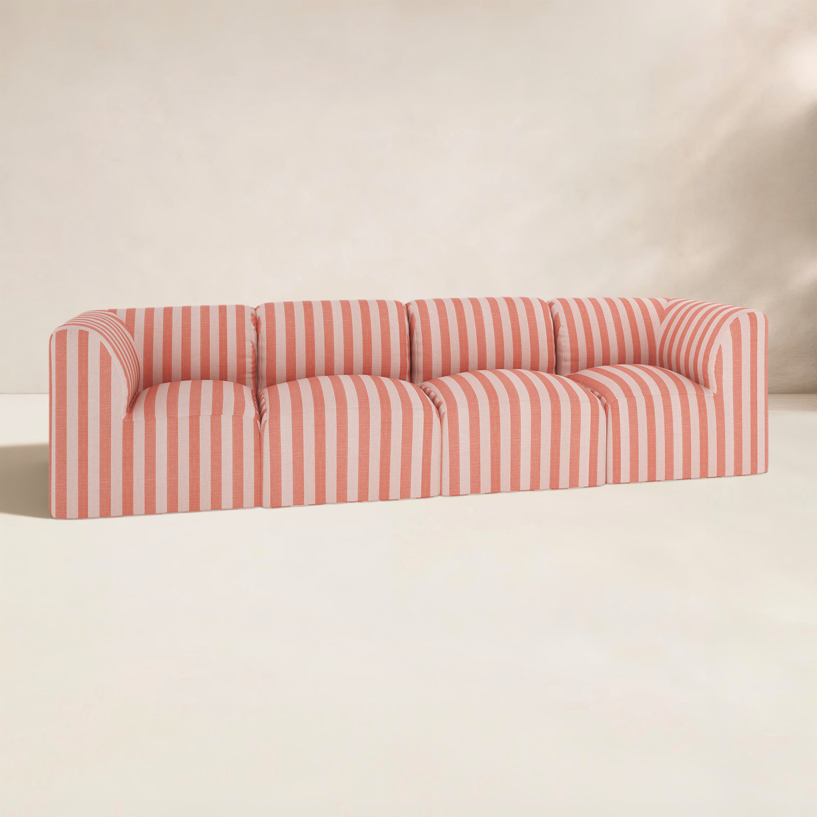 Praia 124" Sunbrella® Modular Outdoor Sofa, Expressive Blush Striped Sunbrella®