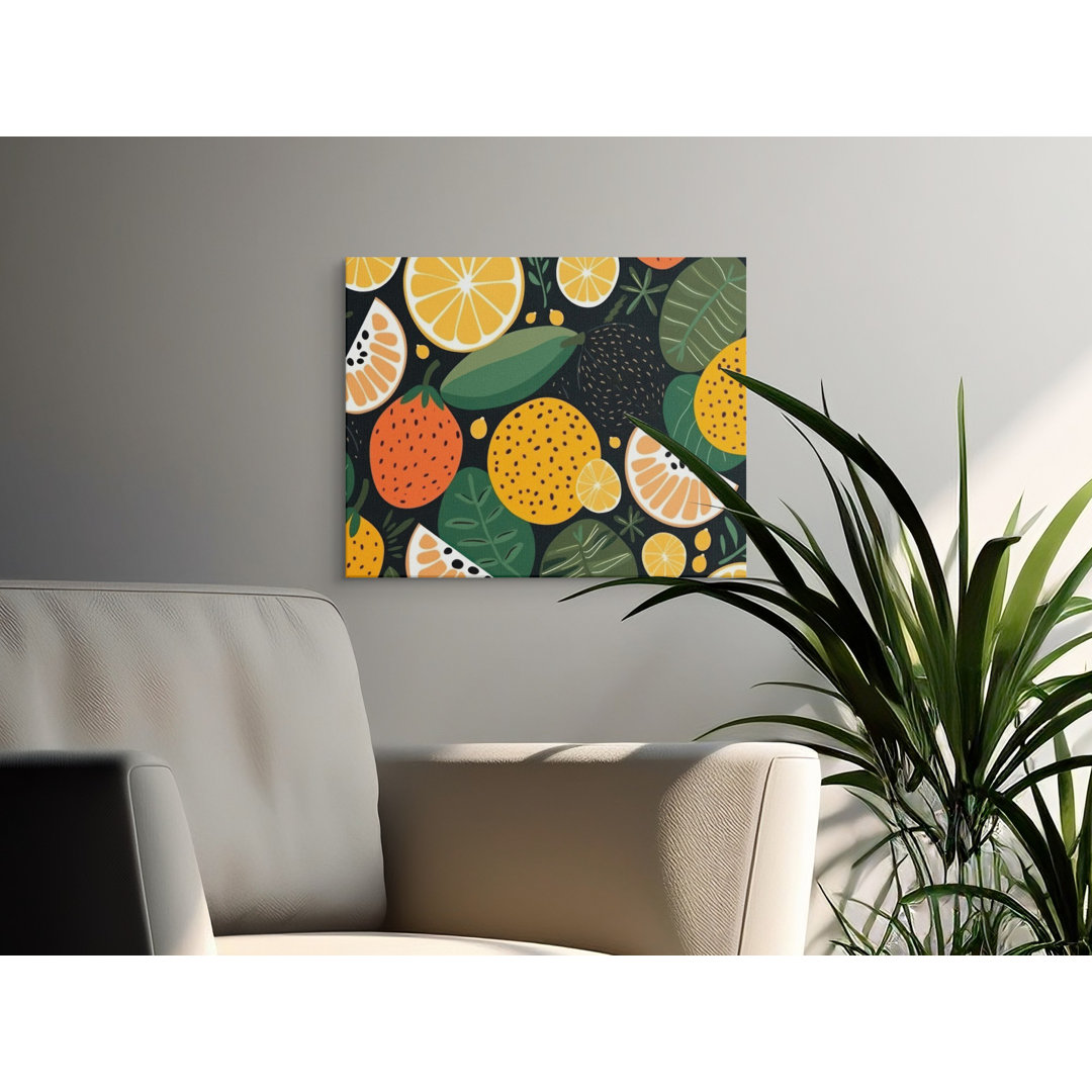 Colorful Tropical Fruit Canvas Wall Art | Vibrant Kitchen Decor Print | Modern Citrus Botanical Art for Home