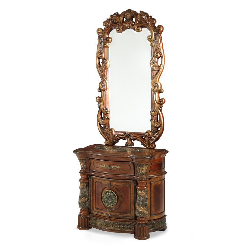 Villa Valencia Bedside Chest & Mirror Set