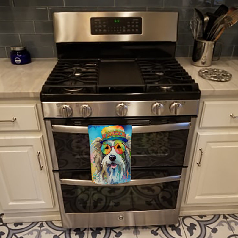 Bearded Collie Hippie Dawg Kitchen Towel