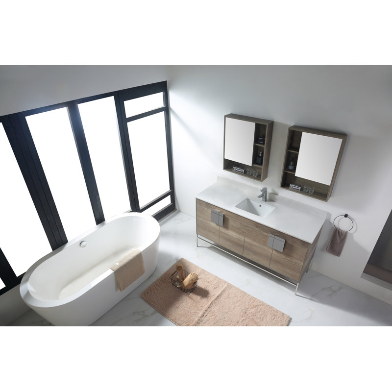 Ensemble de meuble-lavabo simple 60 po Maisie, Chrome poli, Gris ombré