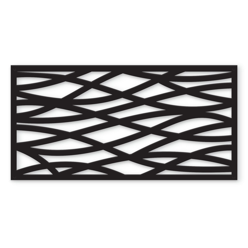Black Polyethylene Wave Decorative Privacy Screen Panel