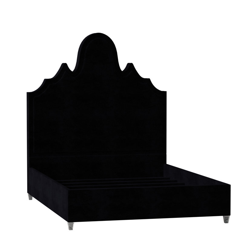 Amalie Upholstered Bed, California King, Bella Black Performance Velvet, Brown Mahogany