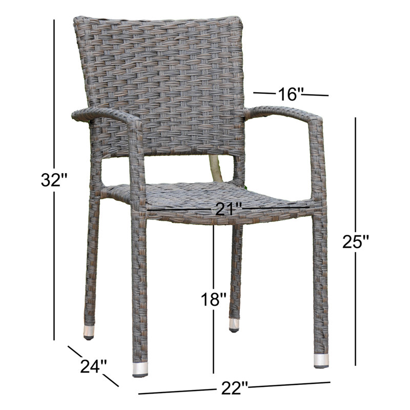 Chaise de patio empilable Yonkers, Café foncé