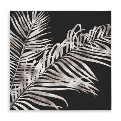 Tropical Gold Leaves Tablecloth | Gray Floral Botanical Decor