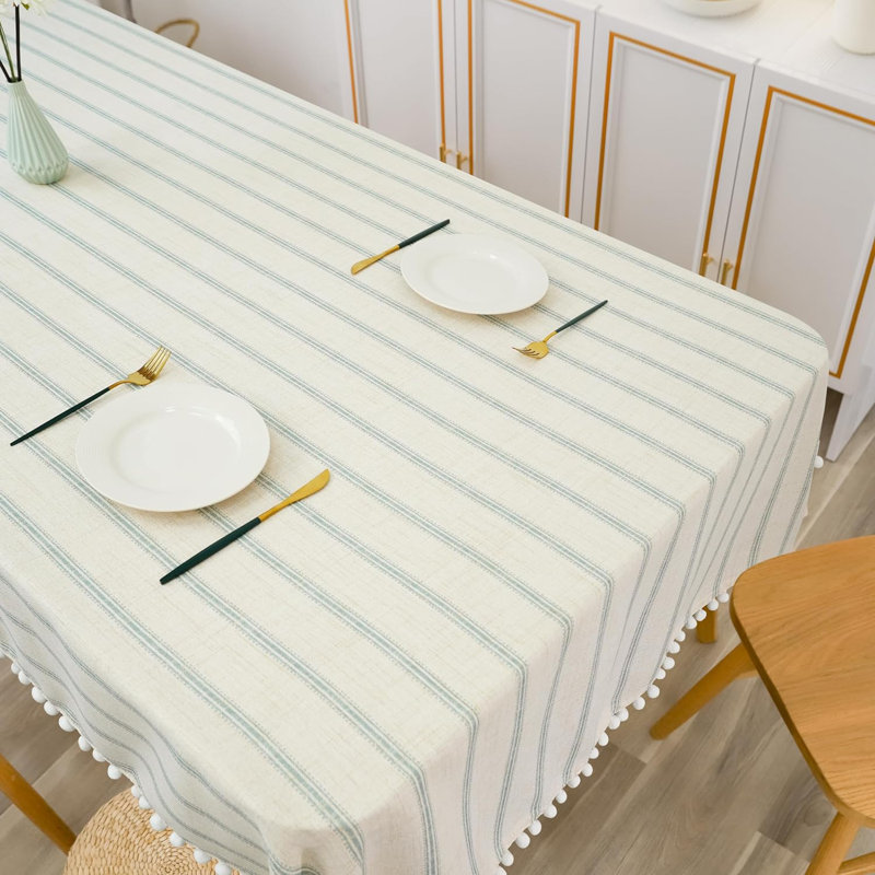 Nappes Farmhouse à rayures infroissables, 84 po x 54 po, Vert