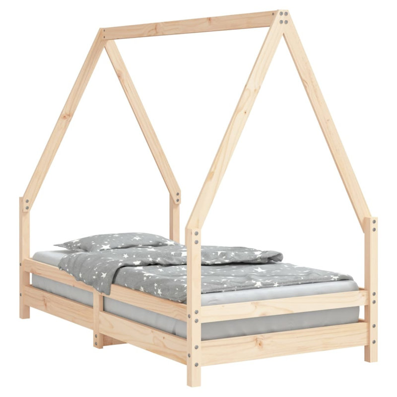 Kids Bed Frame Solid Wood Pine, European Toddler (80 x 160cm)