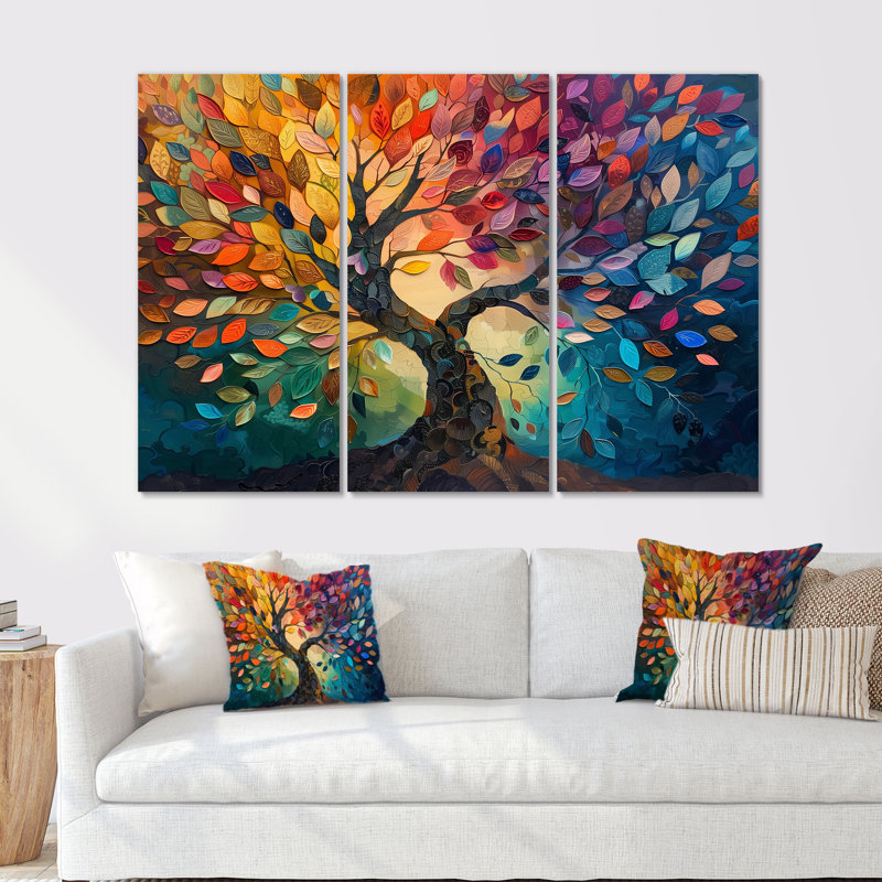 Colorful Tree Of Life II - Tree Of Life Canvas Wall Art Wall Decor Set, Wrapped Canvas, 40" H x 60" W x 1" D 