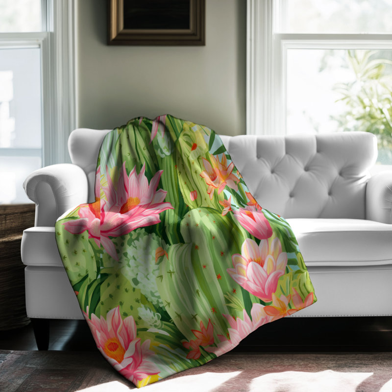 Bright Succulent Art - couverture sherpa de qualité supérieure 1 pièce, L 80 po x l 60 po