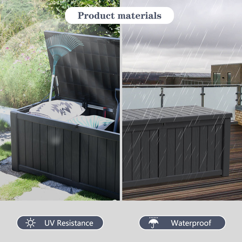 Modern Depo 120 Gallons Water Resistant Polypropylene(PP) Lockable Deck Box, Black