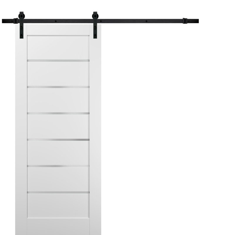 Porte de grange en verre givré Quadro, 42 po x 84 po, Noir