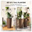 Pots de fleurs en plastique de 74 cm de hauteur Outsunny, ensemble de 2 pots empilables avec drainage à faire soi-même, pour une utilisation intérieure/extérieure, marron