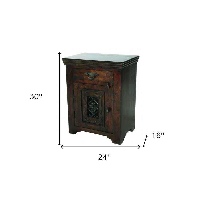 Table de chevet 30 tiroirs en bois massif brun foncé 30 po