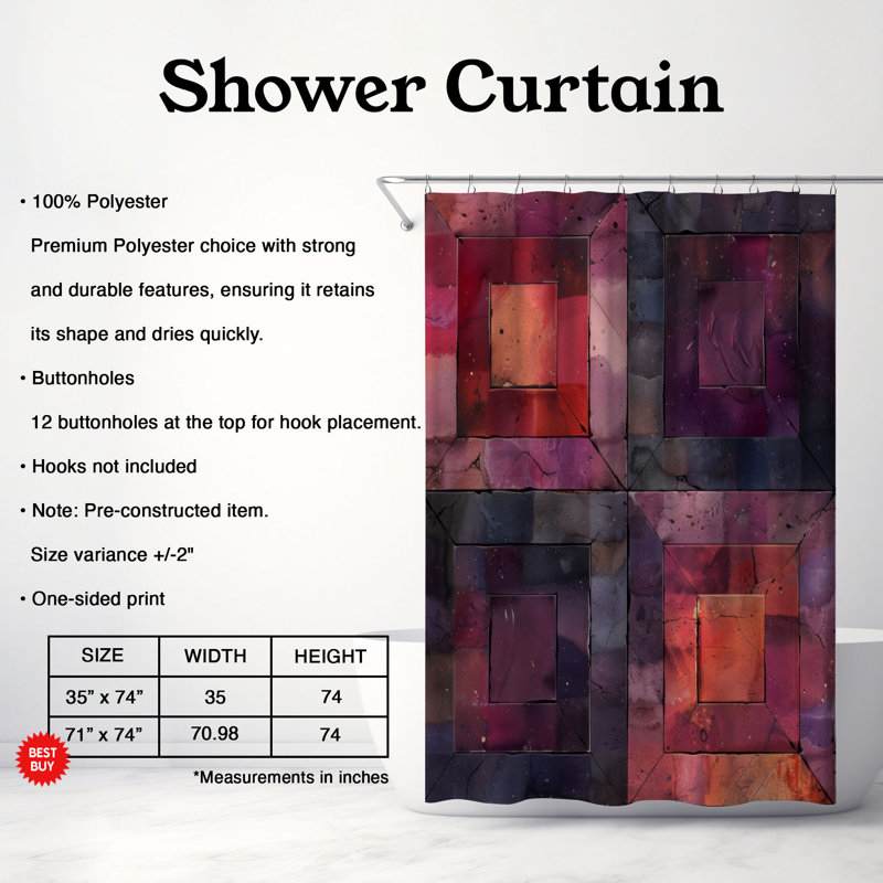 Rideau de douche Vintage - mauve rétro, H 74 po x l 71 po
