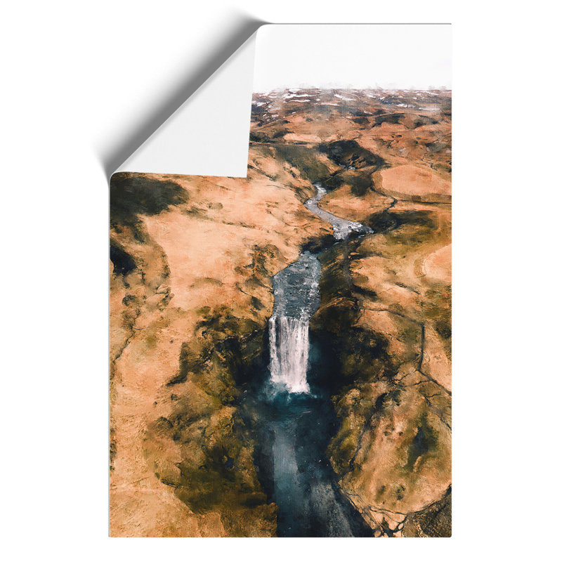 The Skogafoss Waterfall in Iceland Painting - Frameless Print, 59cm H x 42cm W x 0.1cm D