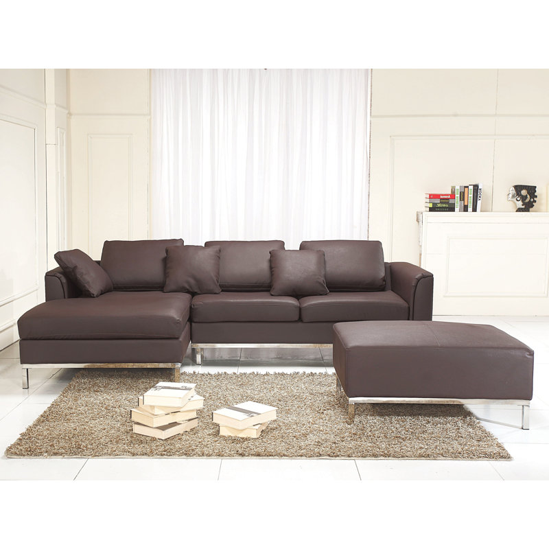 Kenna 4 Seater Corner Sofa , Dark Brown, Right