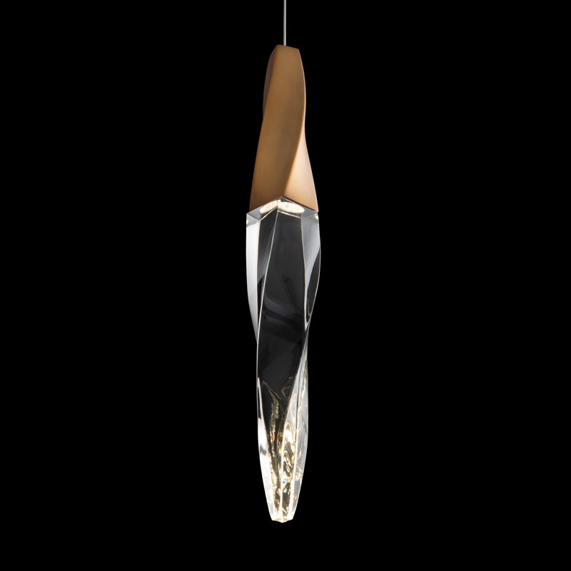 Kindjal 1 - Light LED Pendant, Aged Brass, 18" H x 2.8" W x 2.8"