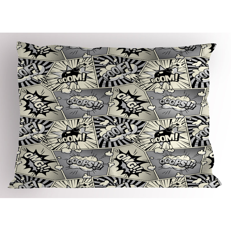 Ensemble de 2 taies décoratives Ambesonne Comics Poof Omg Boom Puff Burst, H 20 po x l 30 po