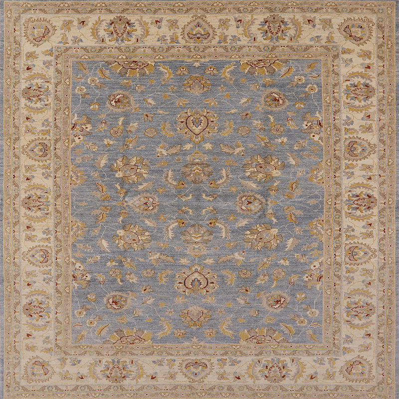 Tapis oriental brun / bleu Hrayr, Carré 6 pi