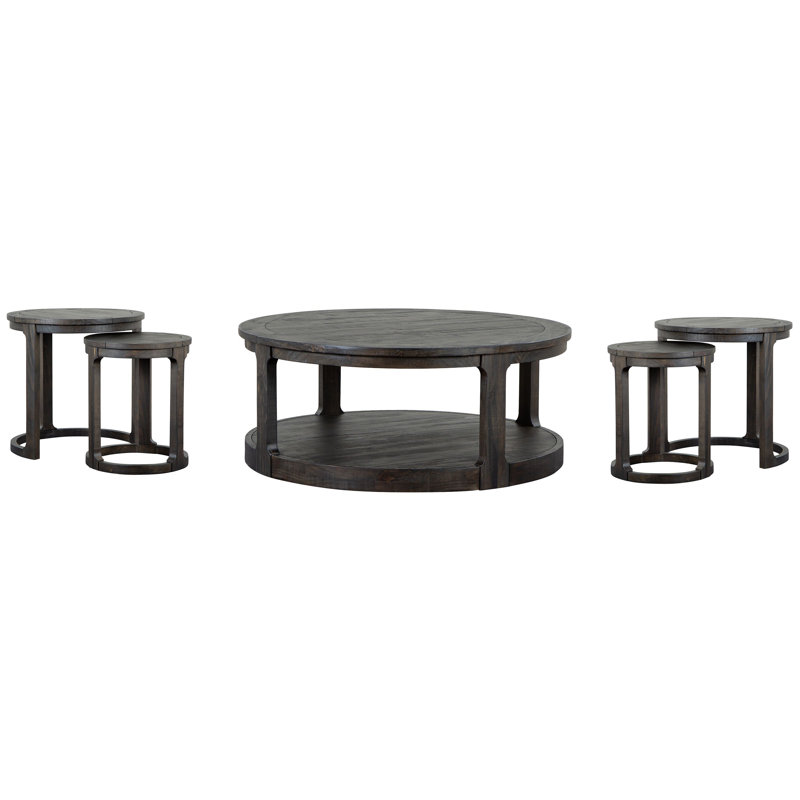 Lapeer Round Cocktail Table With 2 Nesting End Table, 5 Pieces: Coffee Tables, 4 End Tables