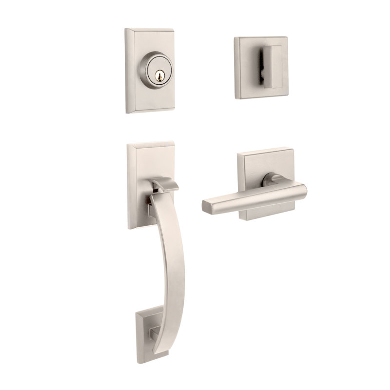 Ensemble de poignées Arco avec pêne dormant et porte Linea, Nickel satiné