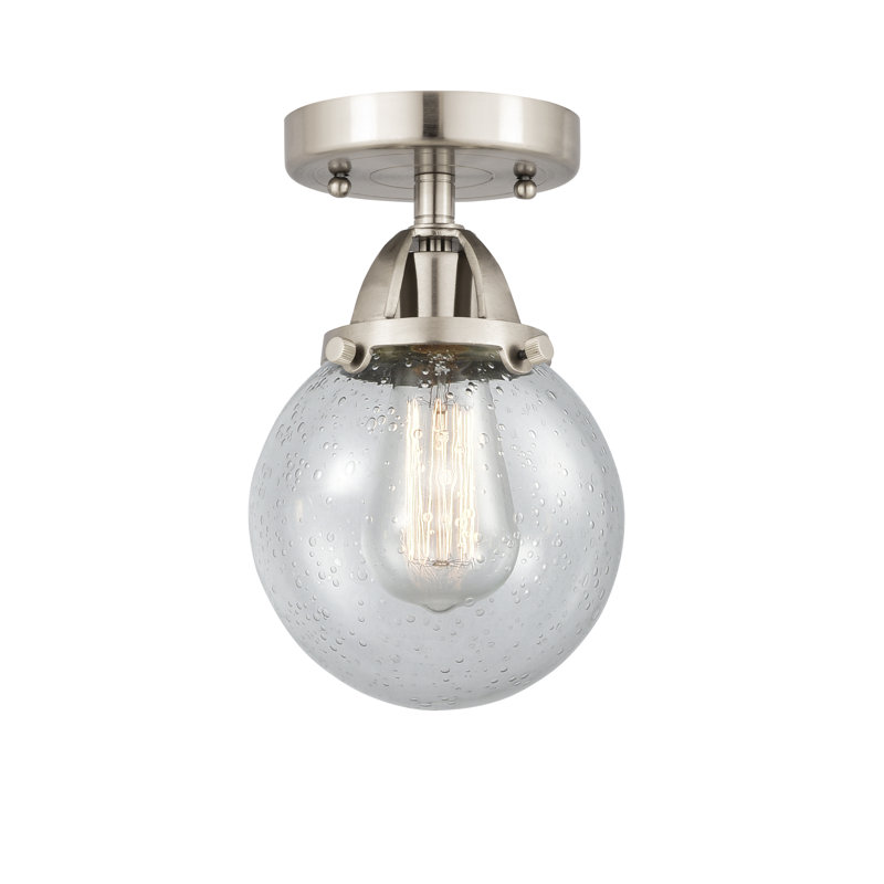 Plafonnier semi-encastré en verre Alfonsa, Ampoule non incluse, Oui, Nickel satiné brossé