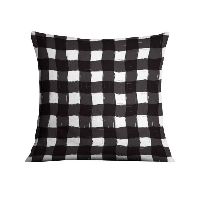 Throw Pillow Cover Only, H 20 po x l 20 po, Tissu écossais noir / blanc 3