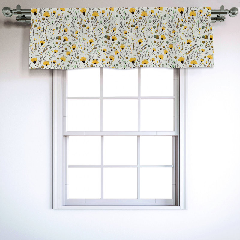 Sateen Floral Ruffled Window Valance