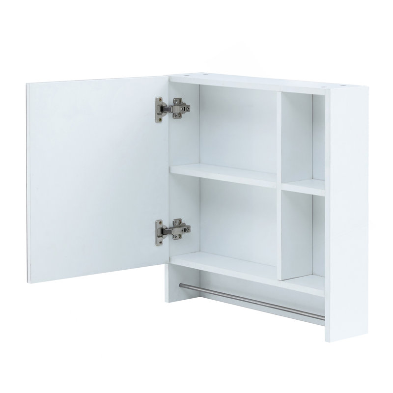 Bathroom Mirror Cabinet Wall Mounted,Medicine Cabinet,Over The Toilet Storage Cabinet With Shelves And Towel Rack, White