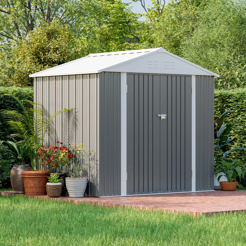 Remise de rangement en métal l 8 pi. X P 6 pi., Gris