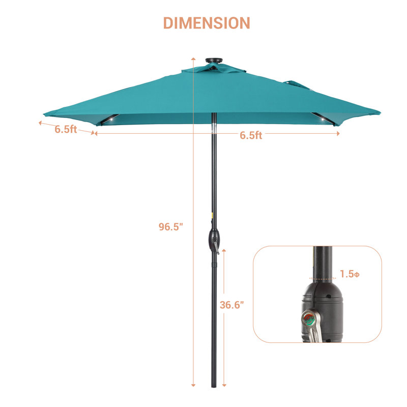 Parasol de marché carré 78 po Rukhsaar, Bleu lac