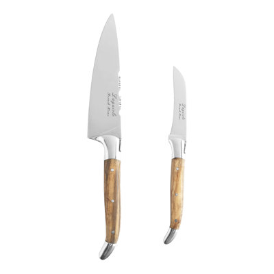 French Home 2-Piece Laguiole Connoisseur Vegetable Knife Set with Olive Wood Handles
