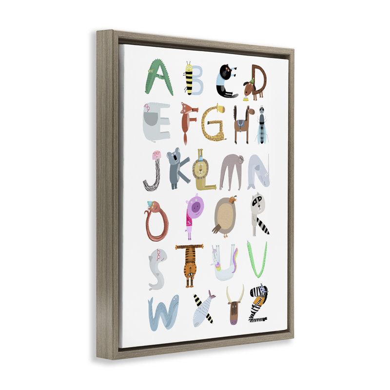 Alphabet en forme d'animal, H 31 po x l 25 po, Cadre flottant orme Montalcino