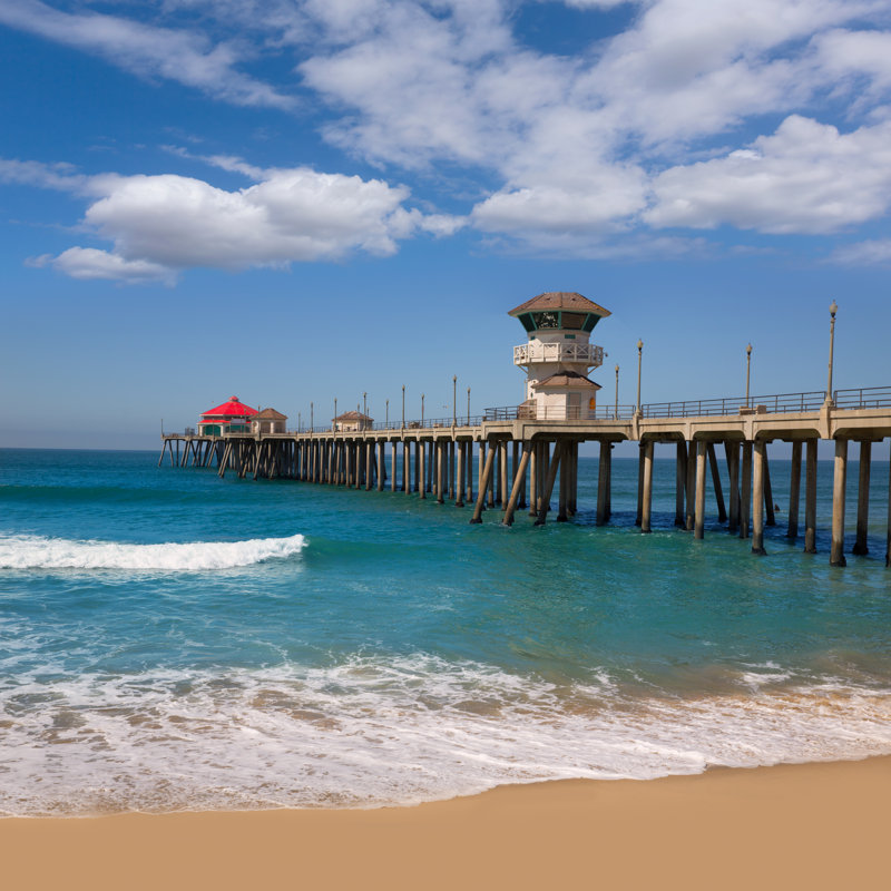 Huntington Beach Surf City USA Pier View - Wrapped Canvas Print, 76cm H x 76cm W