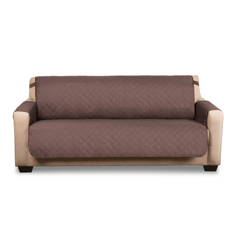 Housse pour canapé à coussins carrés/rectangulaires réversible, Chocolat, L 132 po x P 5,9 po