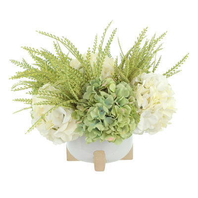 Floral Centerpiece with Hydrangeas and Ferns