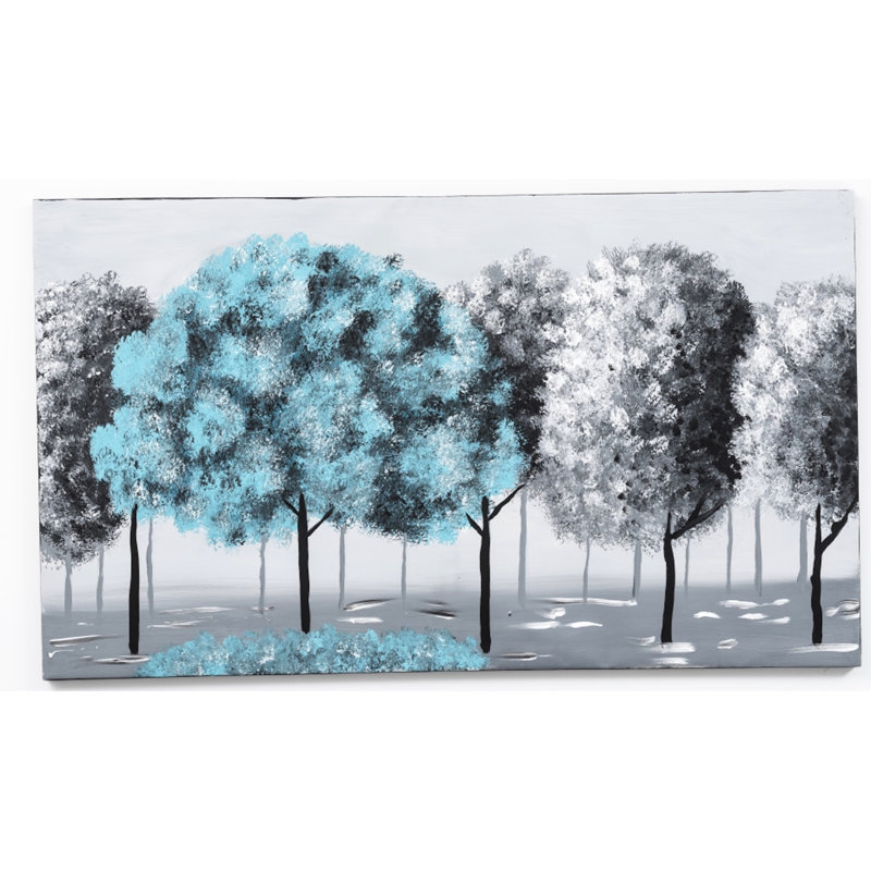 Peinture murale surdimensionnée sur toile 47 po x 27 po - art peint à la main pour table de paysage blanc sans cadre