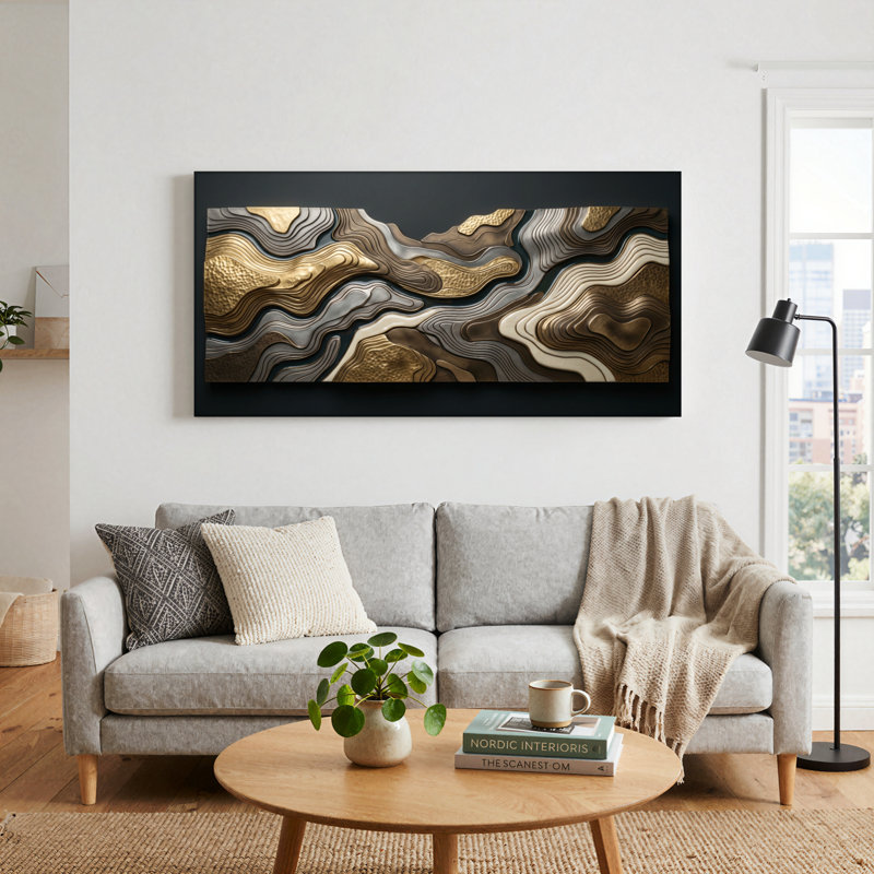 «Abstract Waves», reproduction d'art sur toile, ensemble de 1, L 48 po x H 24 po, Toile tendue