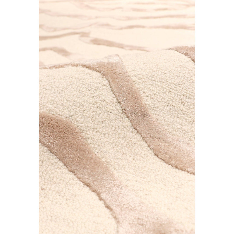 Canvello Modern Collection Hand-Tufted Ivory Silk & Wool Area Rug- 6' X 9'