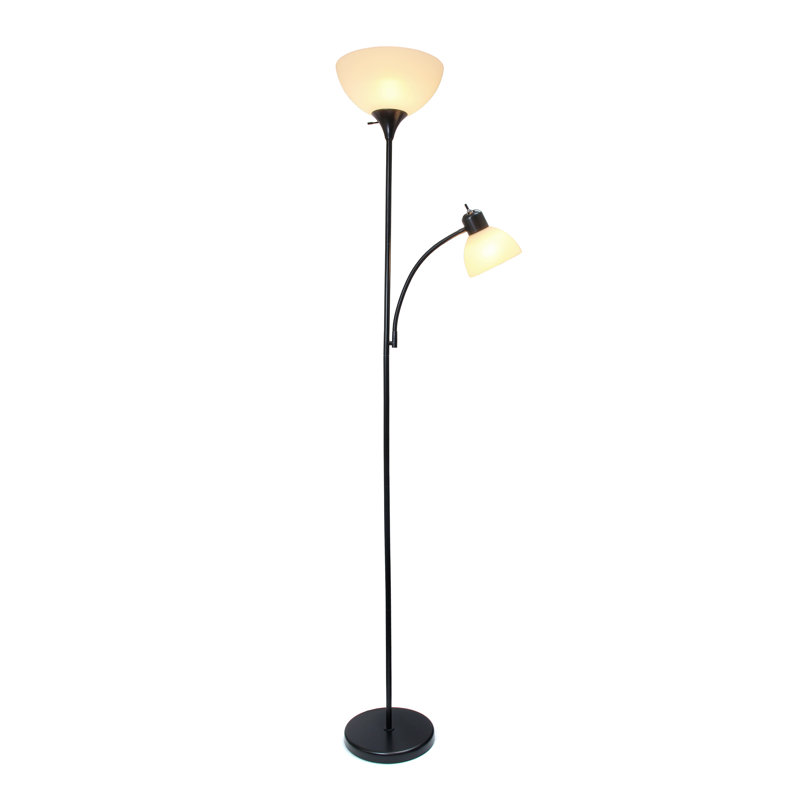 Black Adjustable 71.5" Torchiere Floor Lamp with Reading Light
