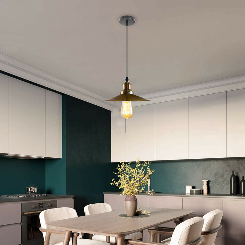 Eisenhower 1 - Light Yellow Brass Dome Pendant