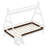 Twin House Twin Platform Bed with Stairs, Solid Wood Kids Bed Frame, Low Profile Fun Design, White-1710143844-1710143867
