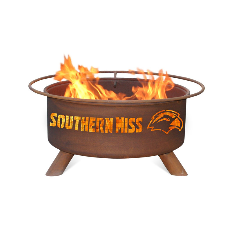 Collegiate Series 16" H x 30" W Steel Outdoor Fire Pit with Lid, Southern Mississippi