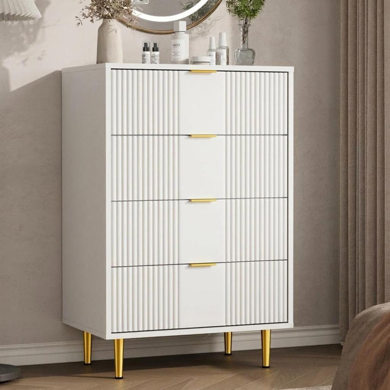 60 cm W Chest of 4 Drawers, Warm white