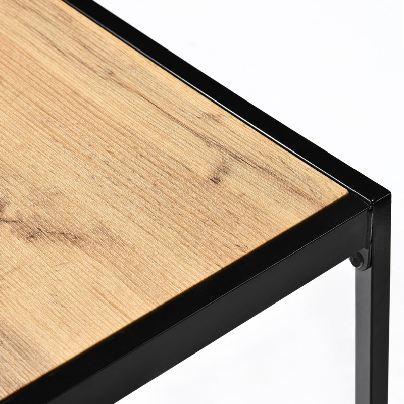 Ensemble de salle à manger industriel 5 pièces, table en bois naturel 47 po et 4 chaises rembourrées beiges, pieds en métal