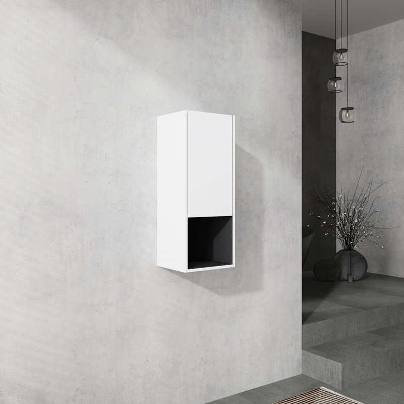 Bathroom Side Cabinet,Soft Close Doors,Float Mounting Design, White