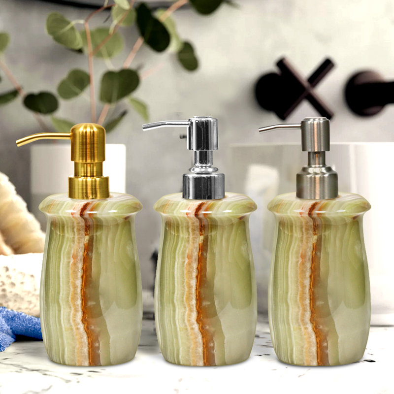 Agide Marble Soap / Lotion Dispenser, Pale Green/Gold
